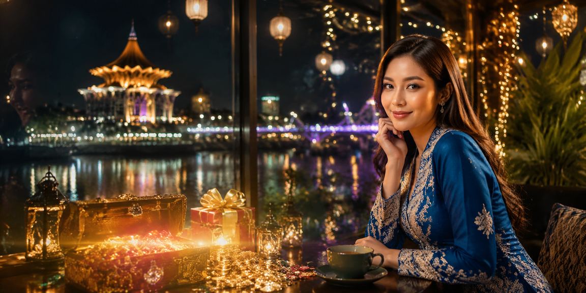 Suasana hiburan kasino bertema baju kurung di Kuching Sarawak Malaysia